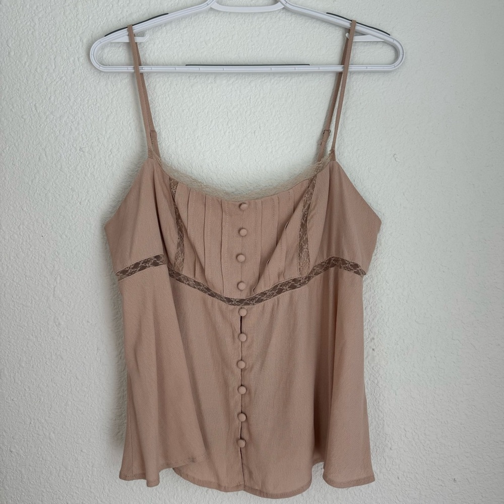 Wild Fable light ballet pink babydoll tank top cami lace button down size M